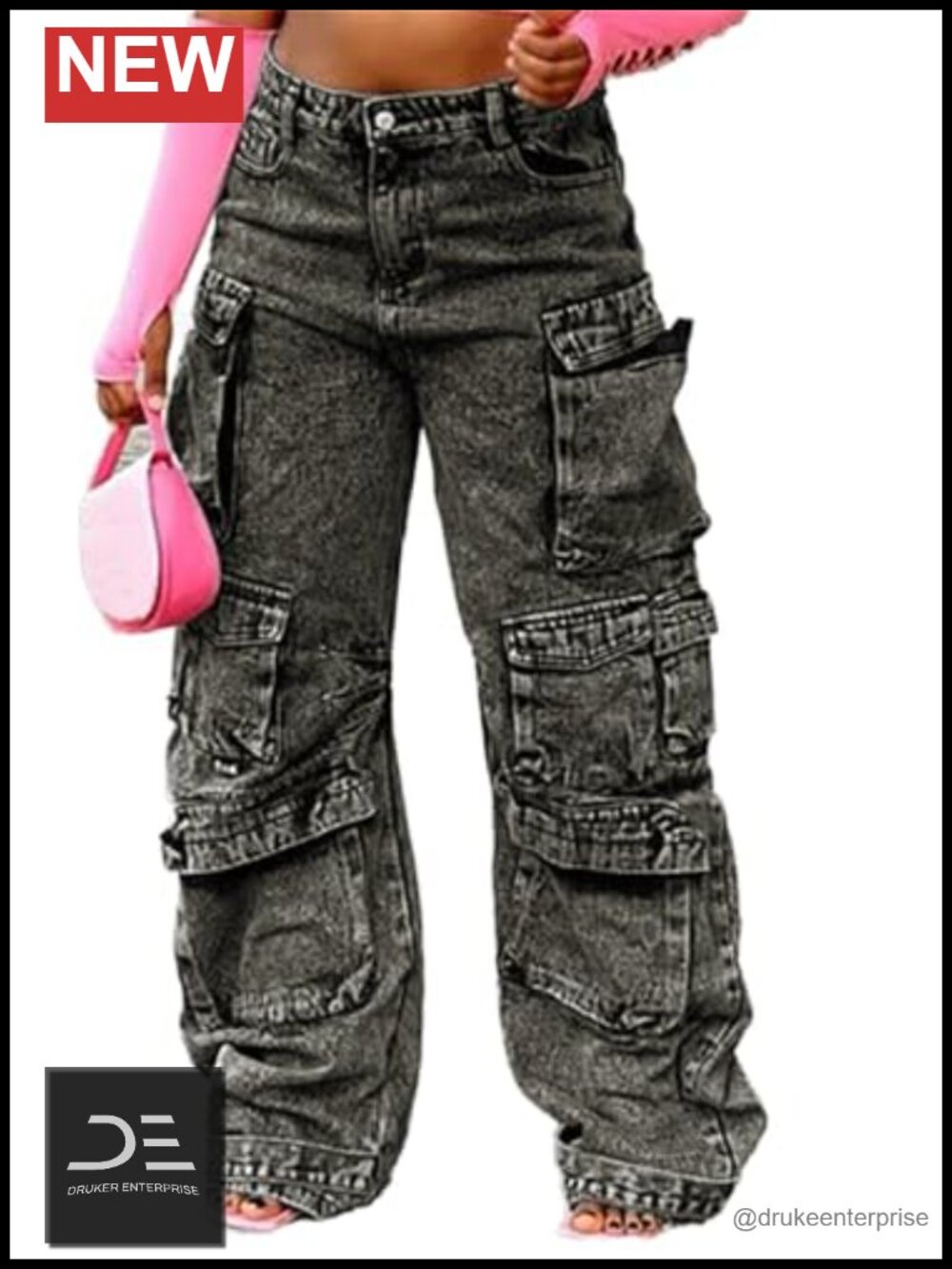 Y2K Baggy Cargo Jeans High Waisted Wide Leg Denim Pants Women